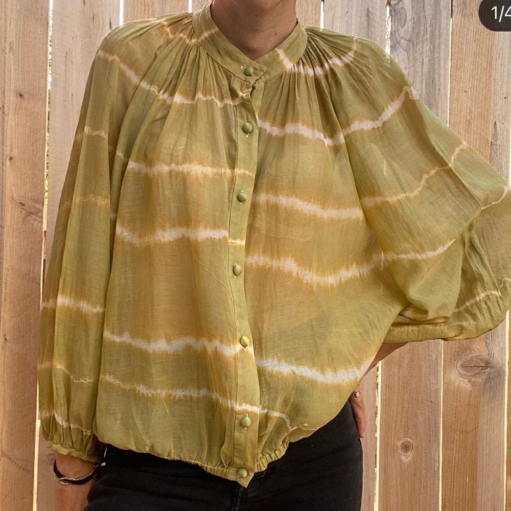 Alice+Olivia balloon sleeve blouse tie dye size M